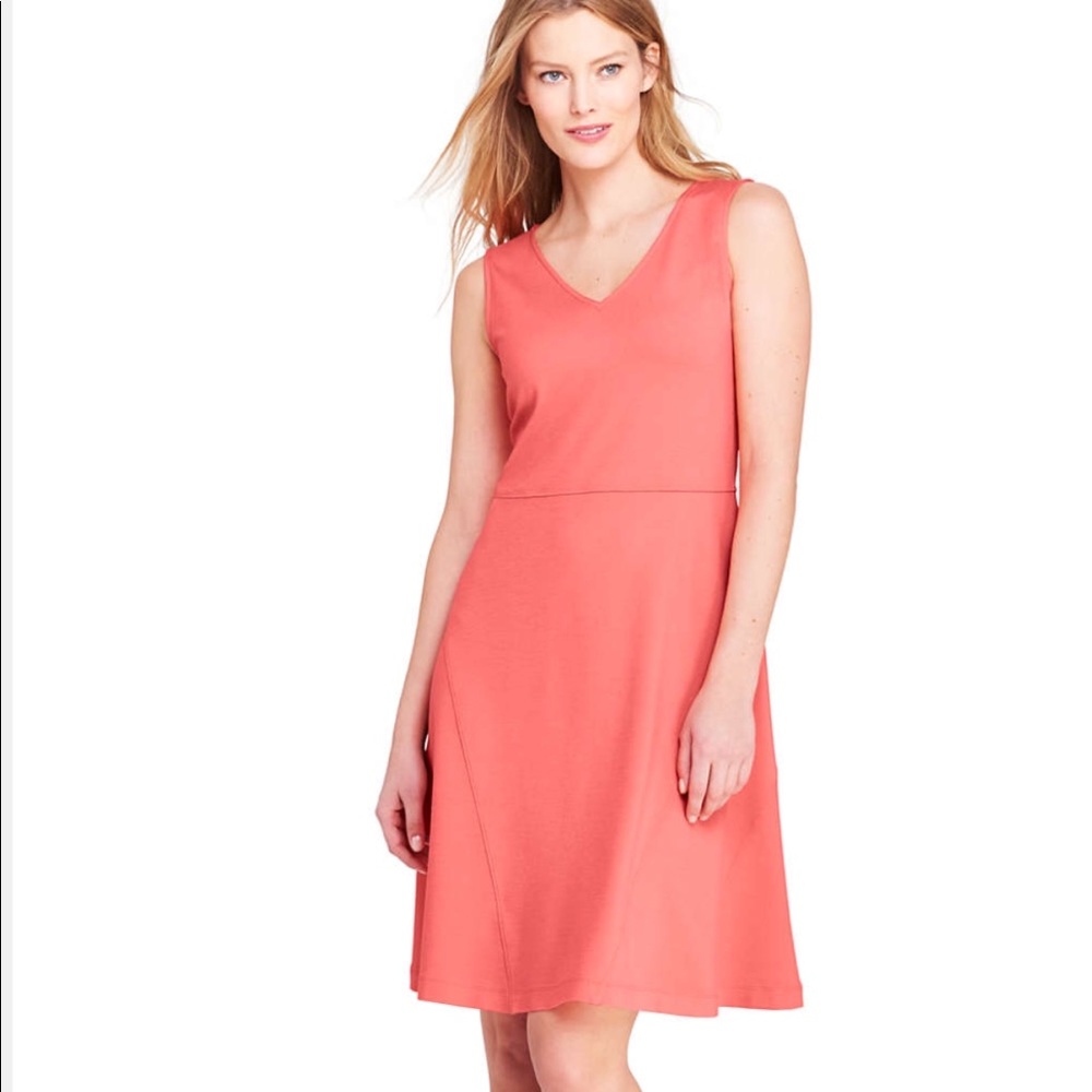Lands’ End fresh coral sleeveless a-line dress
